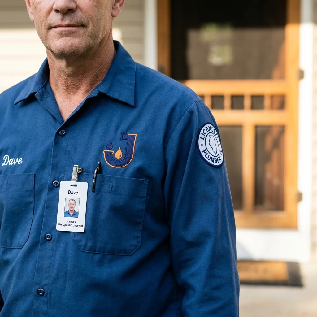 Licensed plumber showing ID badge in Centerville, MA
